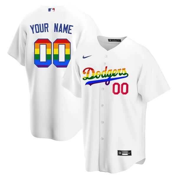Mens Los Angeles Dodgers Customized White Cool Base Stitched Baseball Jersey